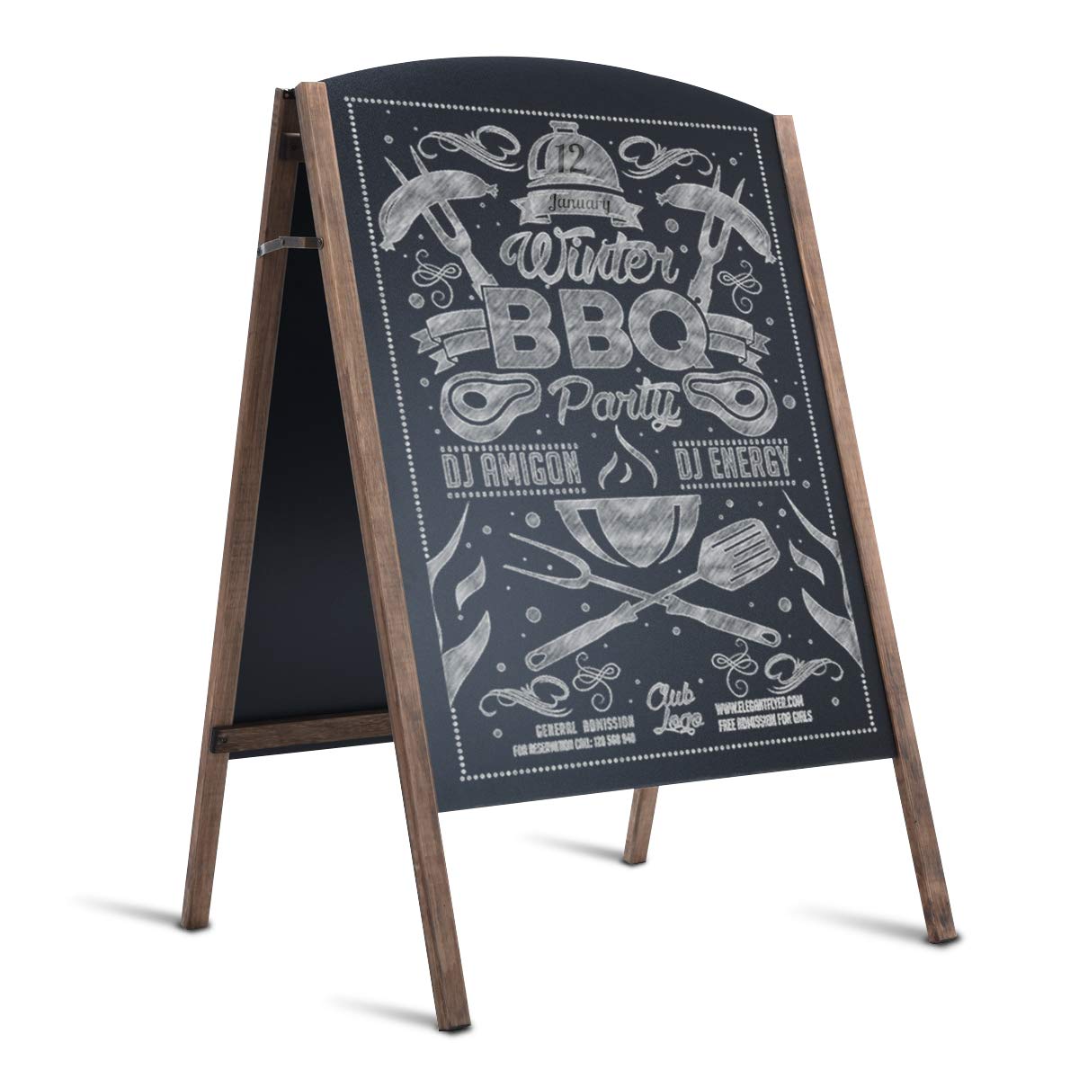Tangkula Chevalet de trottoir en bois rustique double face en forme de A, tableau noir pour panneau sandwich